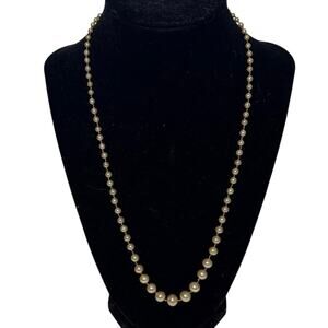 Genuine Freshwater Pearl Necklace 20” Graduated Cream Strand Gold Tone Clasp